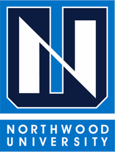 Rebranding with Purpose to Drive Enrollment Growth. Northwood University logo featuring a stylized "N" within a blue square above the words "NORTHWOOD UNIVERSITY" in bold white capitals, all set against the distinctive Northwood University blue background.
